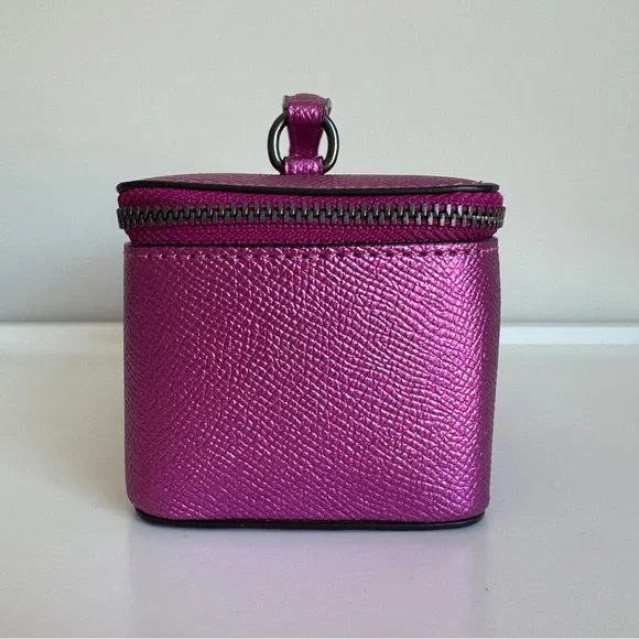 Coach Vanity Case Handled Zip Jewelry Travel Box Metallic Pink - Picture 8 of 16